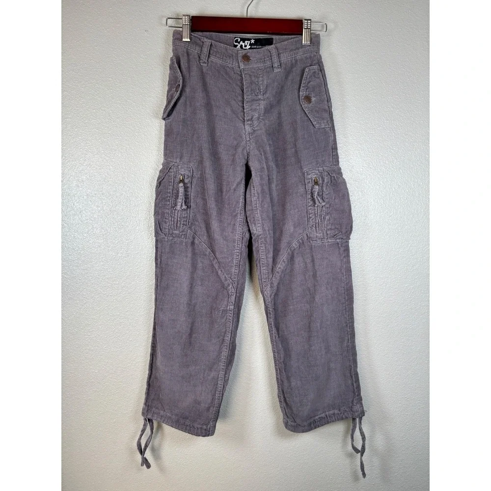 Vintage Y2K‎ SR7 Gear Seven Collection Gray Corduroy Cargo Pants Size 10 Kids